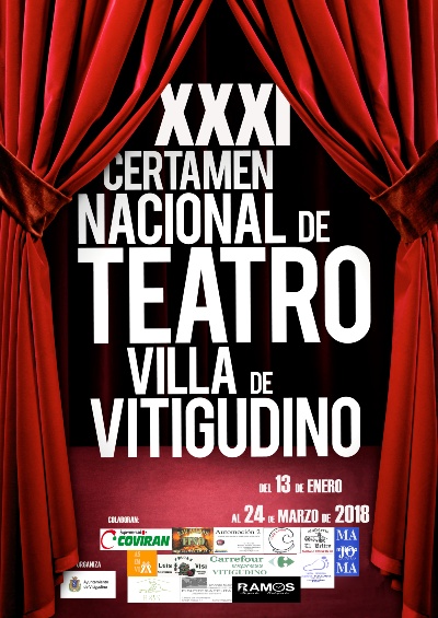 Cartel promocional del XXXI Certamen Nacional de Teatro Villa de Vitigudino, donde el grupo teatral Ateneo de Pozuelo representará En el estanque dorado