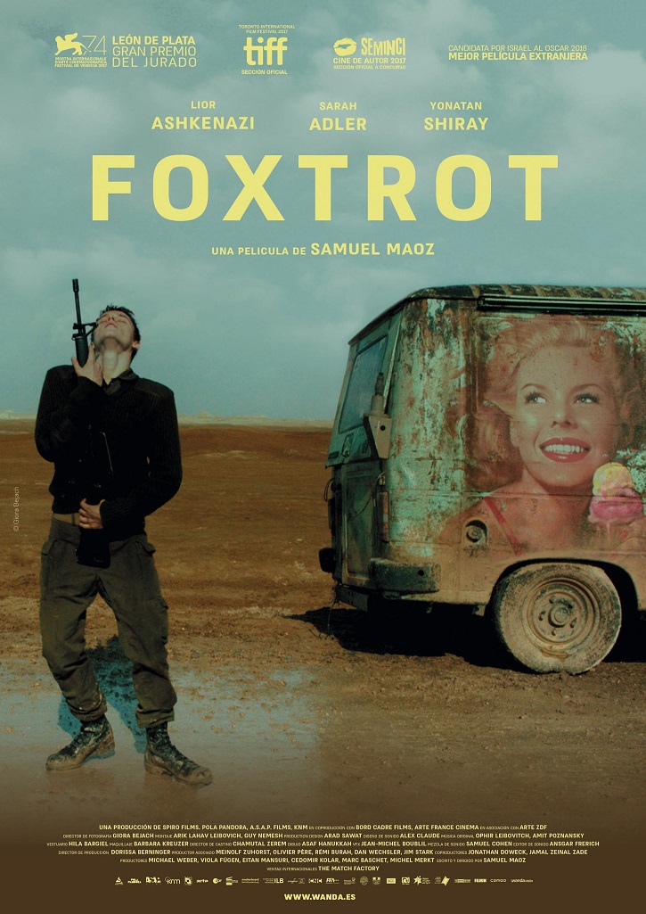 Cartel promocional del filme israelí Foxtrot, escrito y dirigido por el laureado cineasta Samuel Maoz