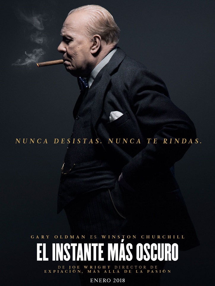 Cartel de El instante más oscuro, con Gary Oldman