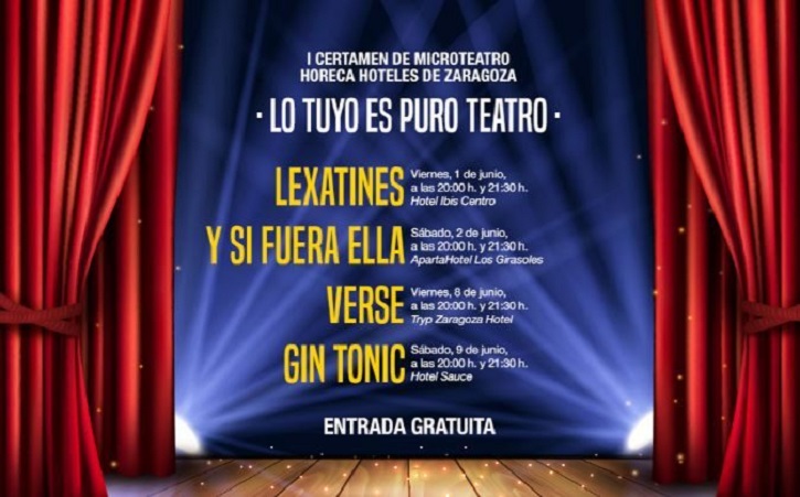 Cartel promocional del I Certamen de Microteatro, Lo tuyo es puro teatro, promovido por Horeca Hoteles de Zaragoza | Euloxio Fernández en I Certamen Microteatro 'Lo tuyo es puro teatro' 