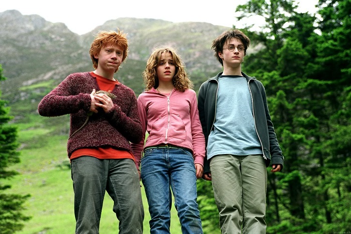 Poderoso fotograma con el trío de amigos protagonista: Daniel Radcliffe, Rupert Grint y Emma Watson | Harry Potter y el Prisionero de Azkabán