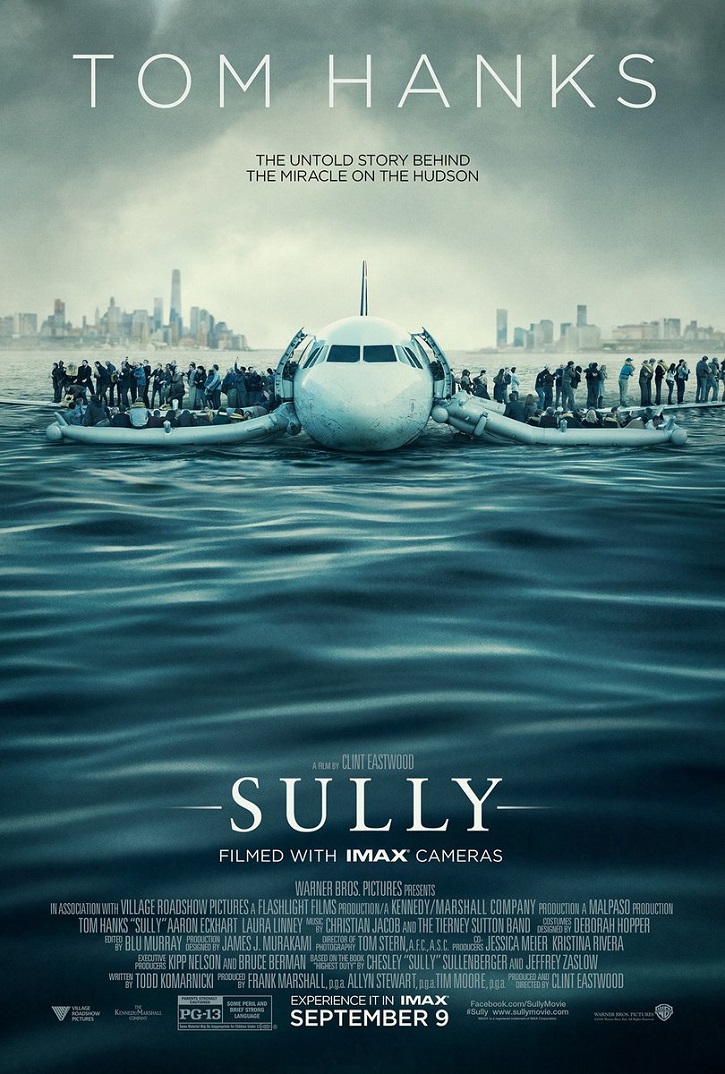 Cartel promocional del filme Sully | Tom Hanks cumple hoy 62 años y es muy feliz