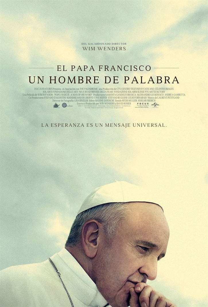 Cartel promocional del filme El Papa Francisco: Un hombre de palabra, dirigido por Wim Wenders | ‘El Papa Francisco: Un hombre de palabra’. Triunfa Wim Wenders