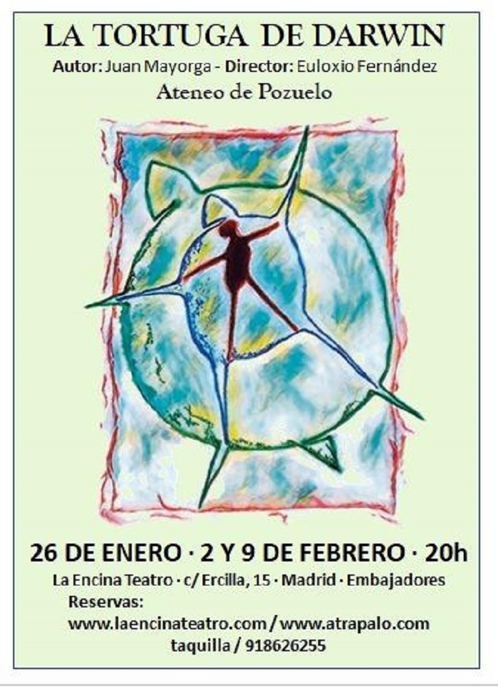 Cartel promocional de la pieza teatral La tortuga de Darwin, de Juan Mayorga, que representará el grupo de teatro del Ateneo de Pozuelo | Ateneo de Pozuelo escenificará La Tortuga de Darwin en La Encina Teatro