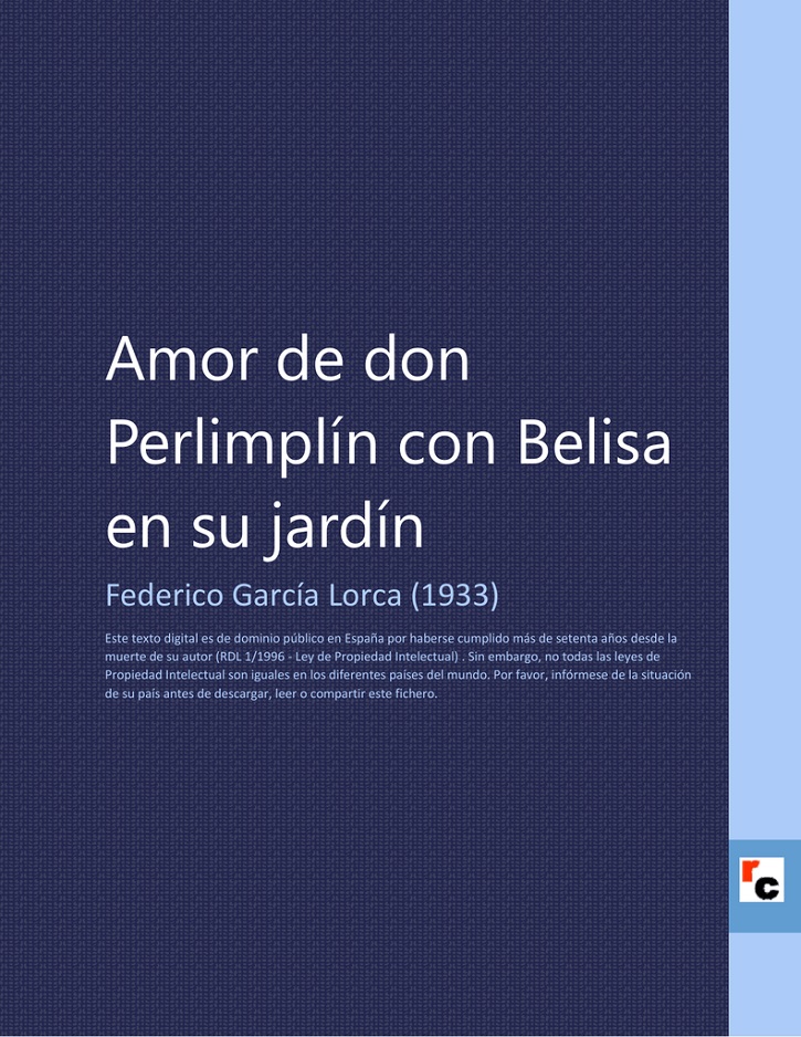 Carátula del libro Amor de don Perlimplín con Belisa en su jardín | Ateneo de Pozuelo representa ‘DosLorca’ en el Espacio Educarte