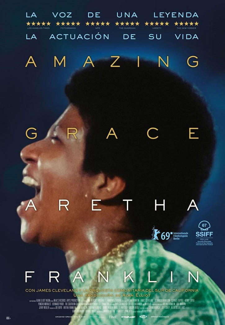 Cartel promocional del filme documental y musical Amazing Grace, dirigido por Sydney Pollack y Alan Elliott | ‘Amazing Grace’: Sydney Pollack y Alan Elliott resucitan a Aretha Franklin