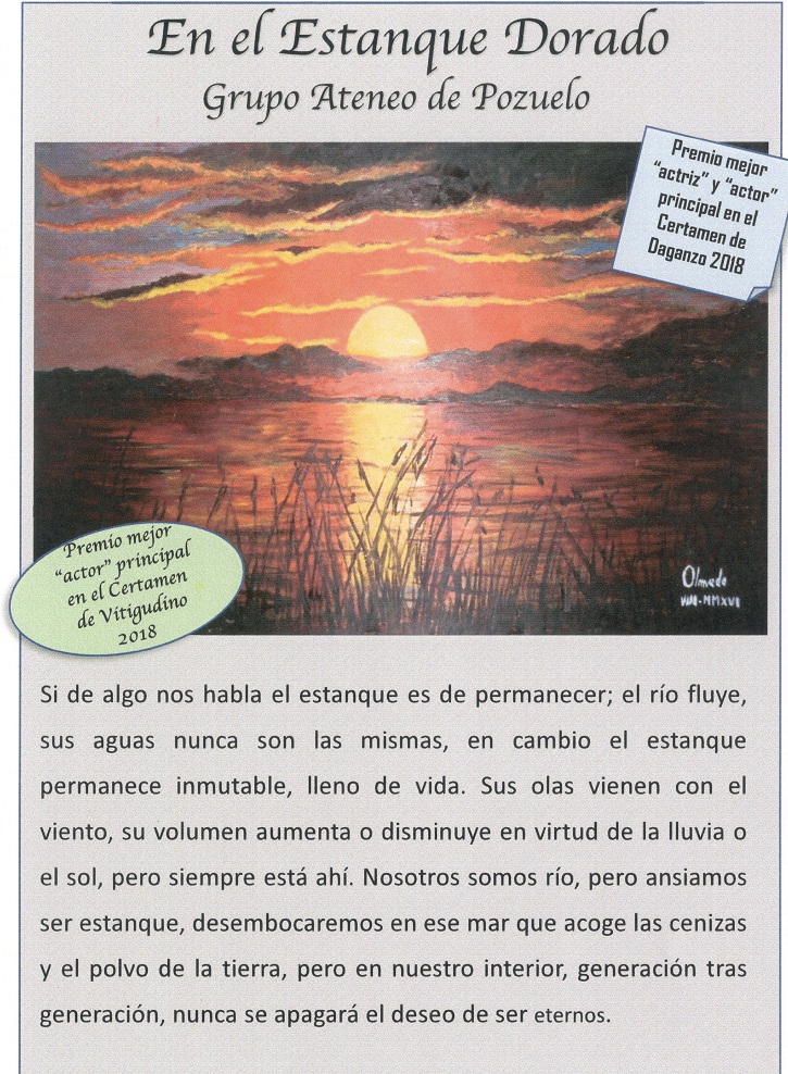 Programa de mano de En el estanque dorado | El Ateneo de Pozuelo abre el XX Certamen de Teatro José María Rodero con ‘En el estanque dorado’