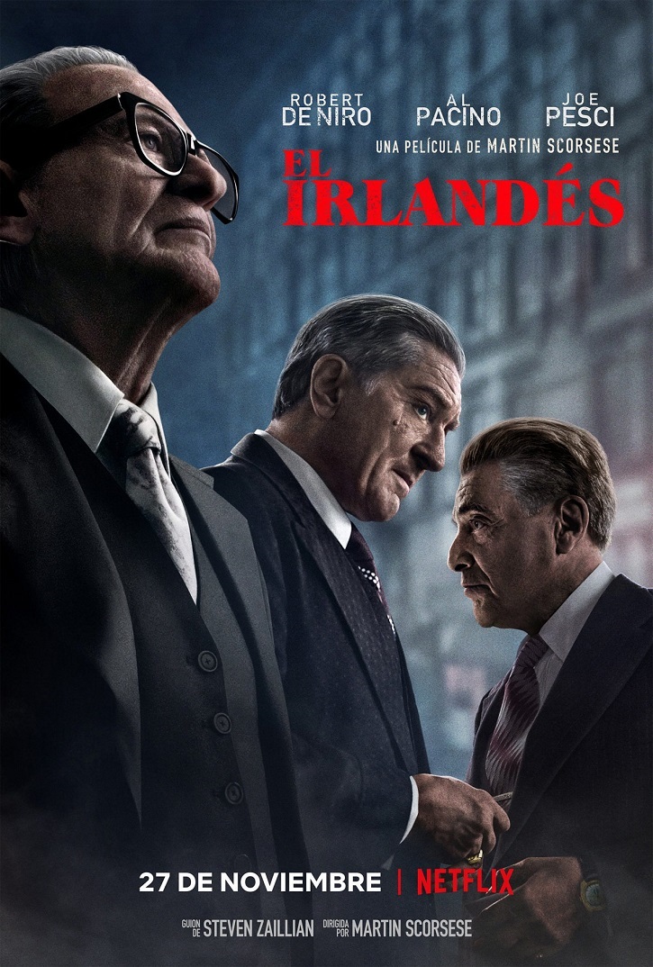 Cartel promocional de El Irlandés, drama del oscarizado Martin Scorsese | ‘El Irlandés’: Martin Scorsese padrino del crimen organizado 