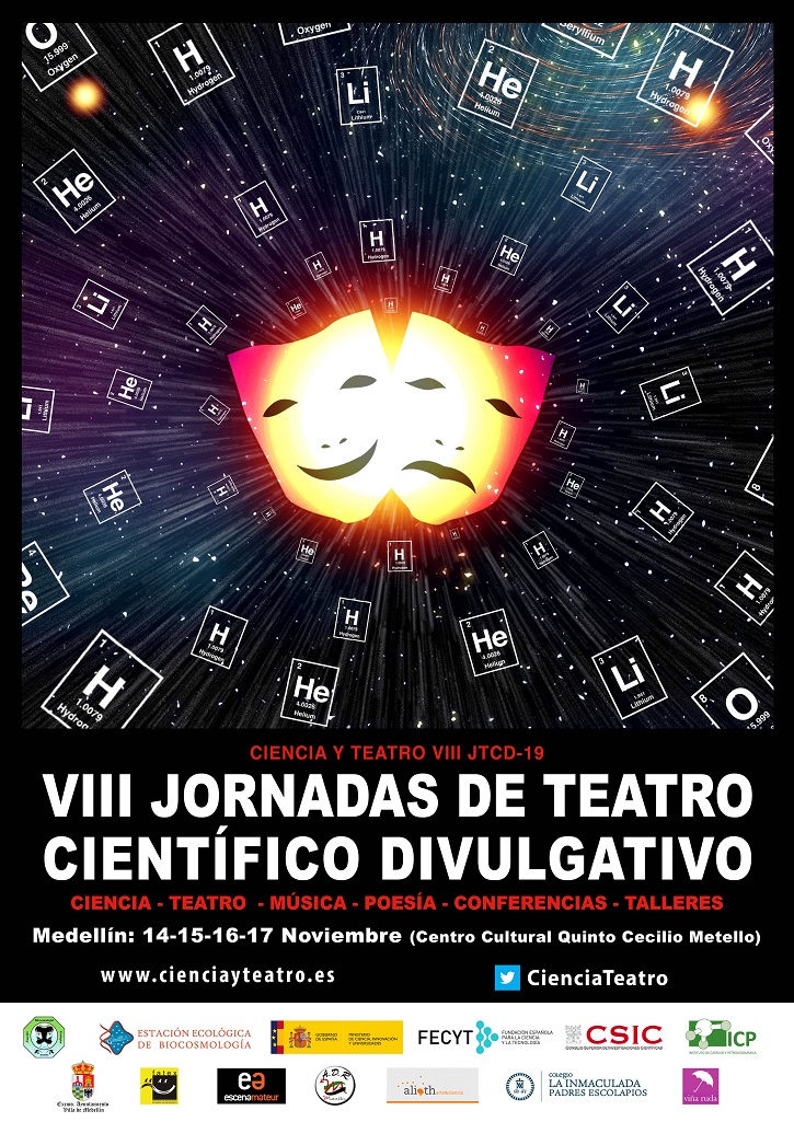 Cartel anunciador de las VIII Jornadas de Teatro Científico Divulgativo | Ateneo de Pozuelo escenificará La Tortuga de Darwin en Badajoz