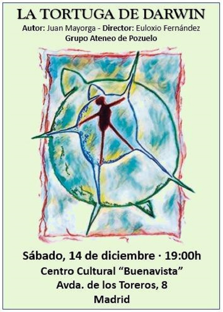 Cartel promocional de la pieza teatral de Juan Mayorga, La Tortuga de Darwin, dirigida por Euloxio Fernández | Ateneo de Pozuelo representará La Tortuga de Darwin en CC Buenavista