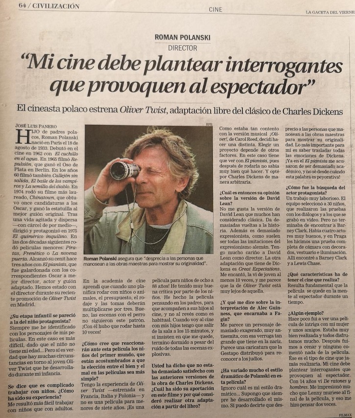 Entrevista de José Luis Panero a Roman Polanski | ‘El oficial y el espía’: Roman Polanski mantiene intacto su talento