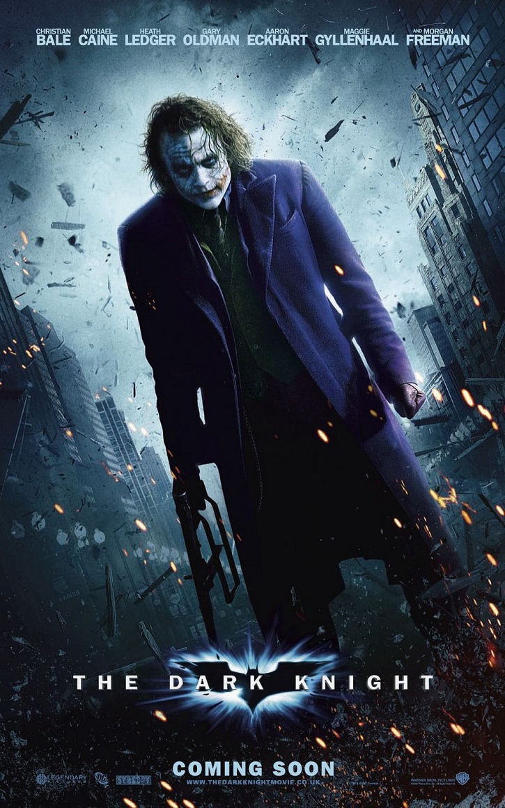 Uno de los carteles promocionales de El caballero oscuro | ¿Joaquin Phoenix (‘Joker’) o Heath Ledger (‘El caballero oscuro’)?