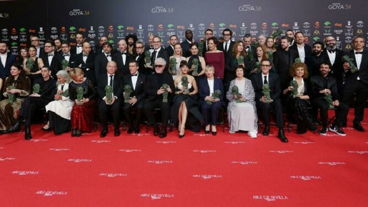 Foto de familia con todos los premiados de la 34 edición de los Premios Goya | ‘Premios Goya 2020’: ‘Dolor y Gloria’ arrasa con 7 estatuillas