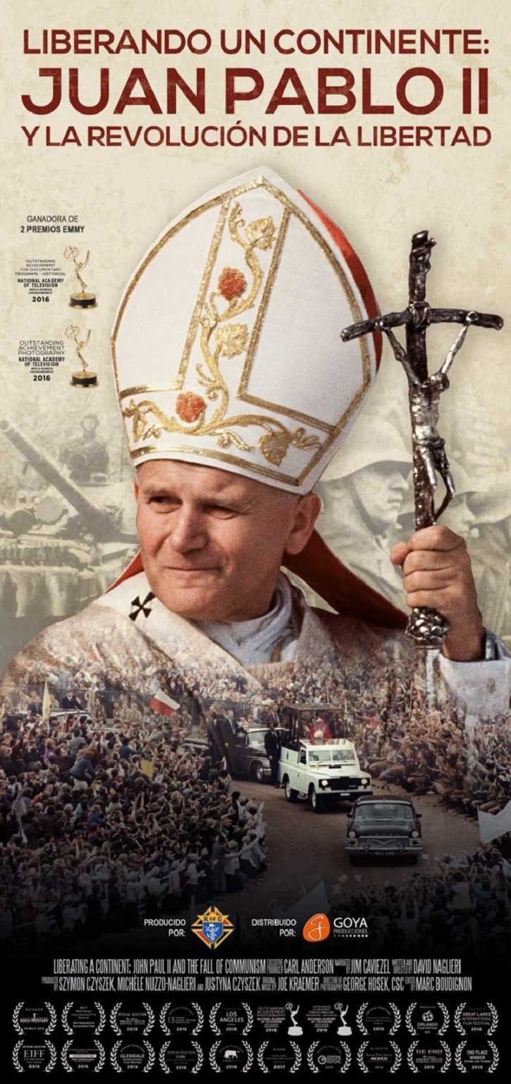 Cartel promocional del filme Liberando un continente | Hoy, hace 15 años, murió San Juan Pablo II, el atleta de Dios