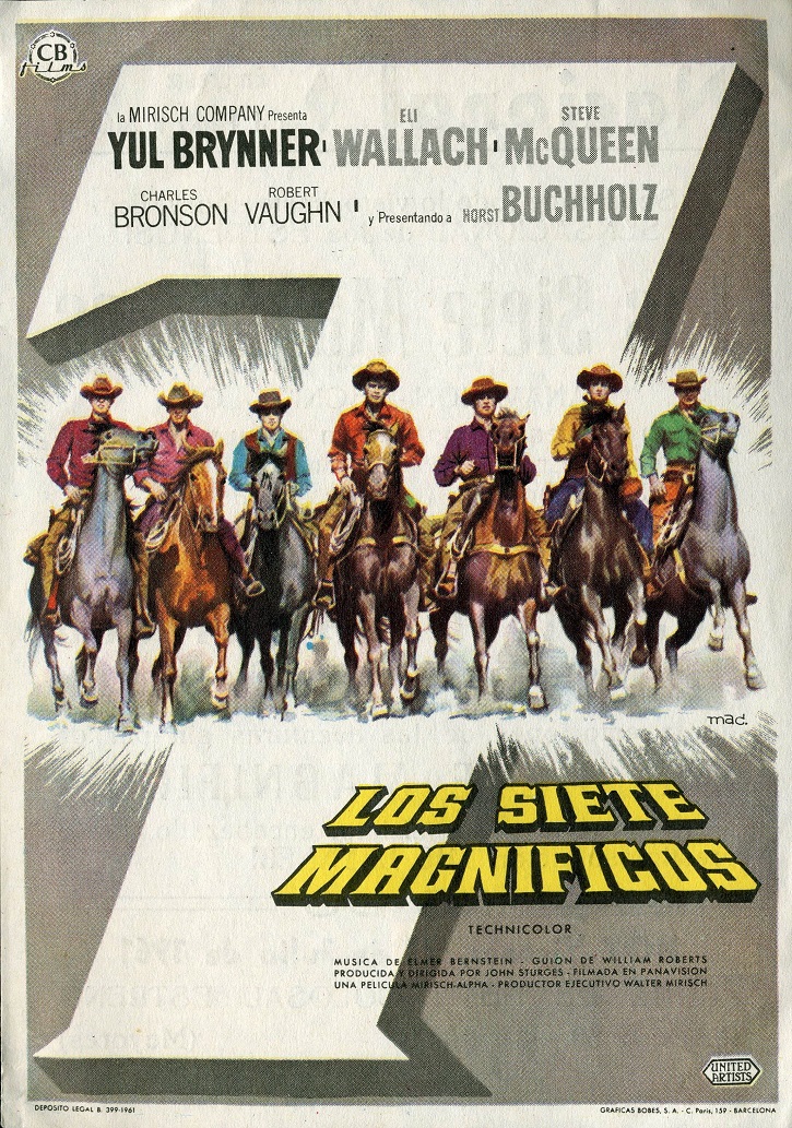 Cartel promocional de Los siete magníficos (1960) | ¿Son ‘Los siete samuráis’ mejores que ‘Los siete magníficos’? 