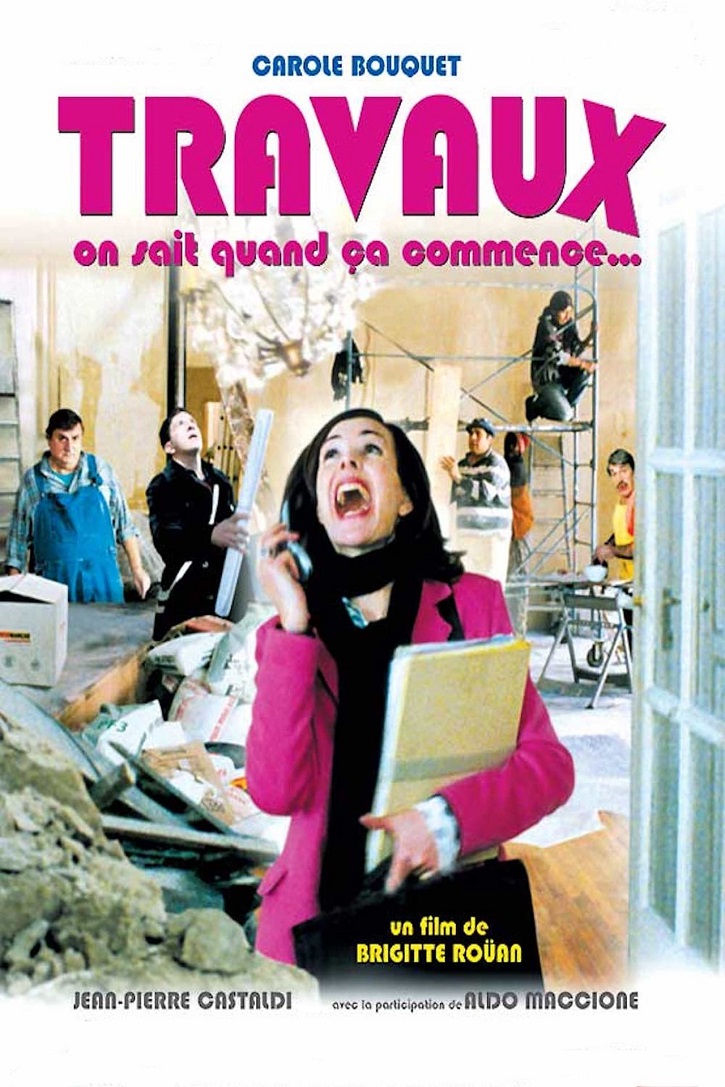 Cartel promocional francés del filme Obras en la casa