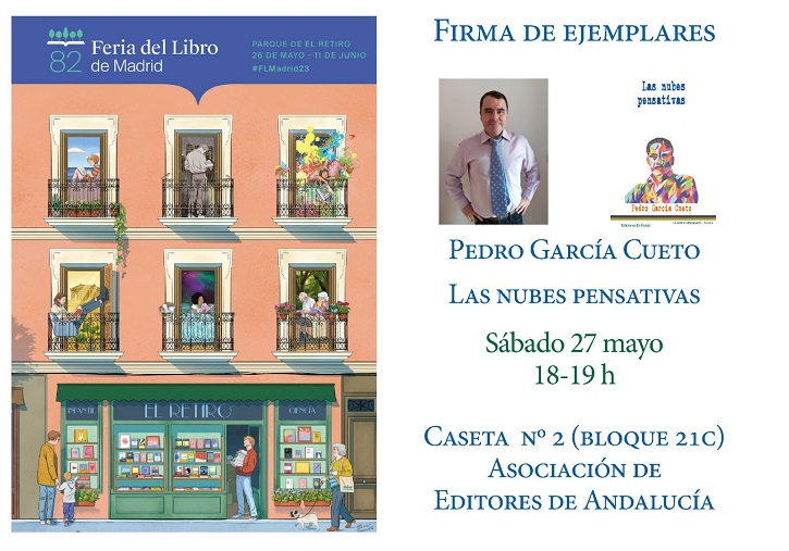 Tarjetón con la presentación de la actividad en La feria del libro de Madrid 