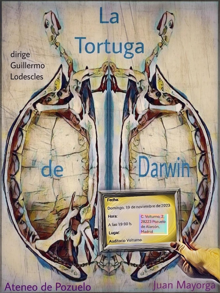Cartel promocional de La Tortuga de Darwin, pieza interpretada por el Ateneo de Pozuelo