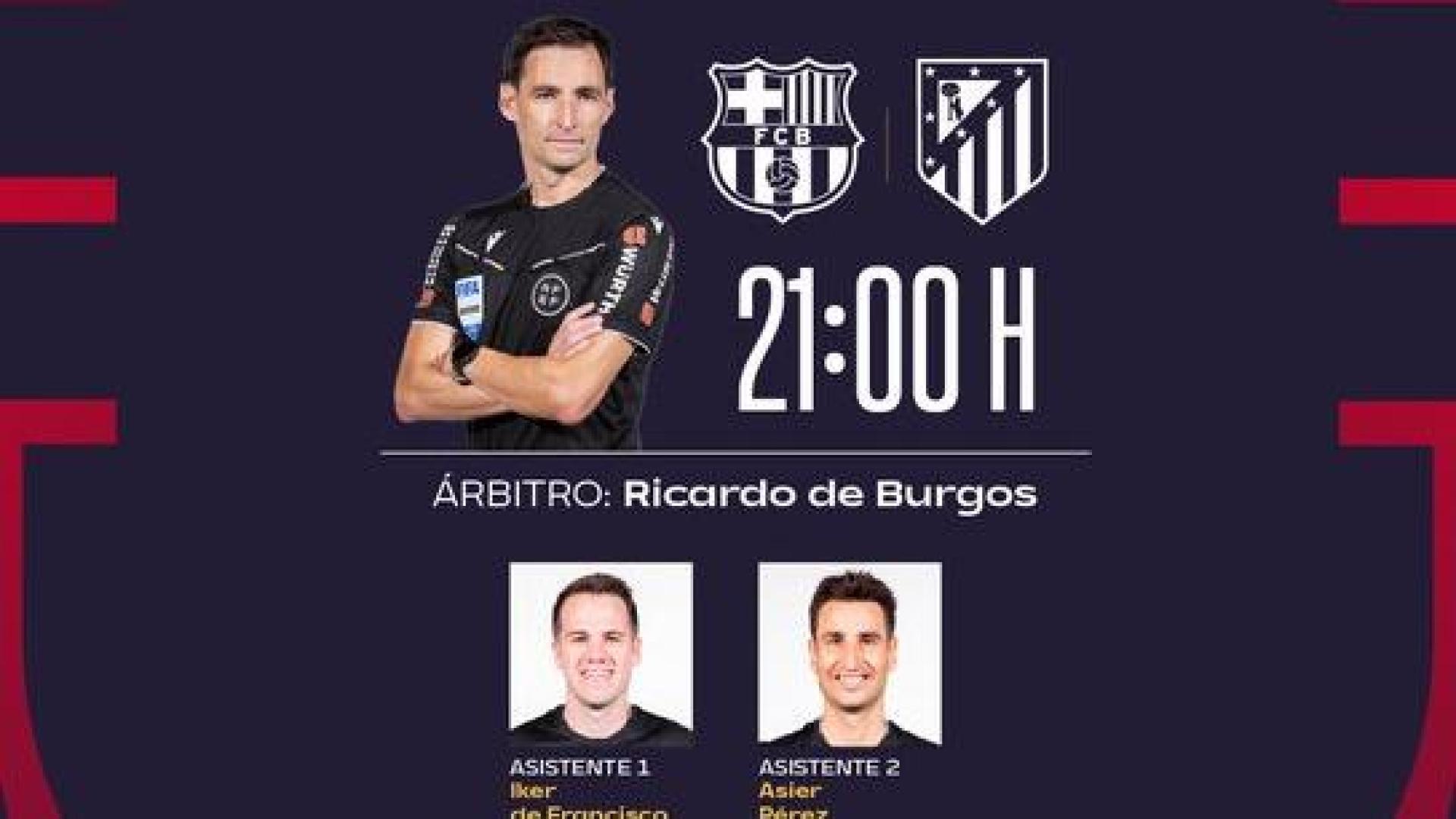 De Burgos Bengoetxea, del derbi sevillano, al Barcelona-Atlético de Madrid